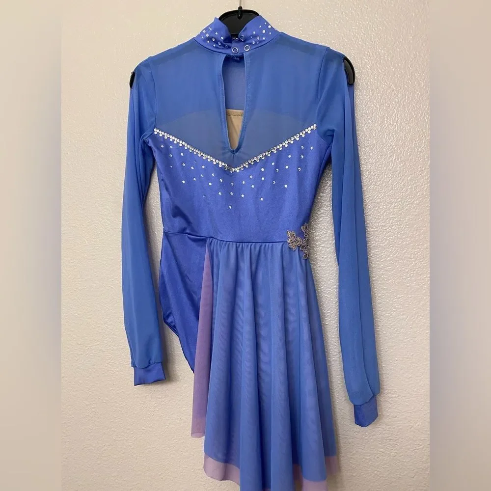 WEISSMAN Dance Costume blue I'M WITH YOU 14106 rhinestone leotard custom MC